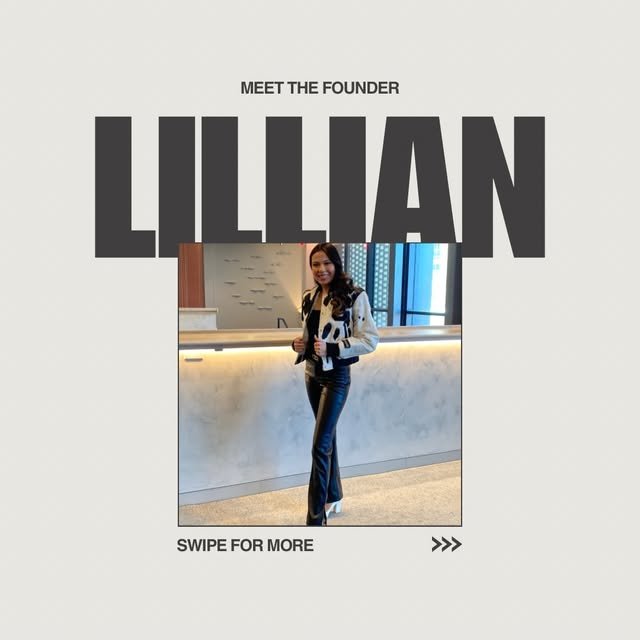 LP Collective's own Meet The Founder post, with Lillian's name set large over a bone ground.